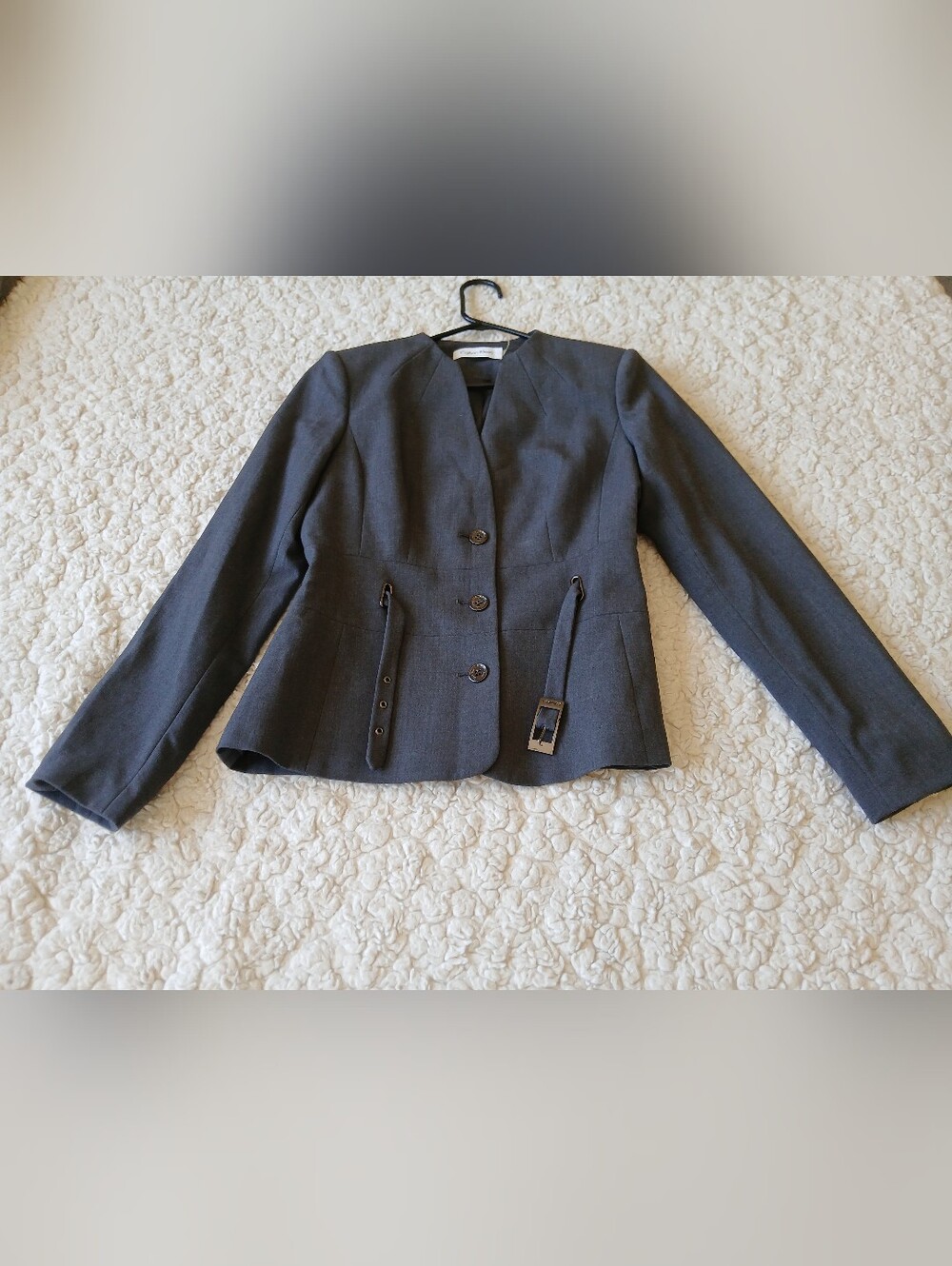 Calvin Klein Blazer Womens 4 Gray Jacket Classic Fit Business Workwear Proffesio